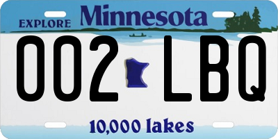 MN license plate 002LBQ