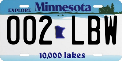 MN license plate 002LBW