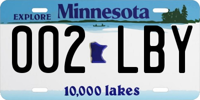 MN license plate 002LBY