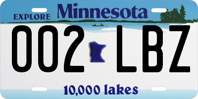 MN license plate 002LBZ
