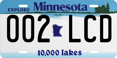 MN license plate 002LCD