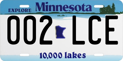MN license plate 002LCE