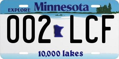 MN license plate 002LCF
