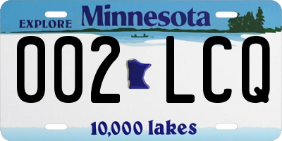 MN license plate 002LCQ