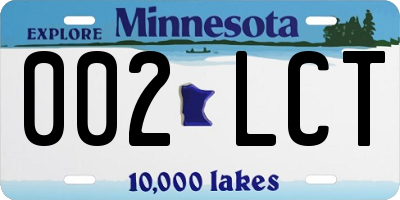 MN license plate 002LCT