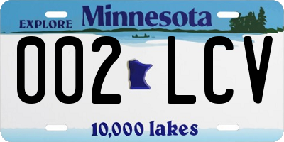 MN license plate 002LCV
