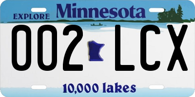 MN license plate 002LCX