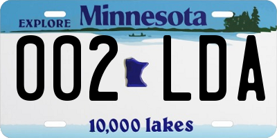 MN license plate 002LDA