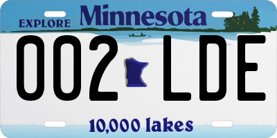 MN license plate 002LDE