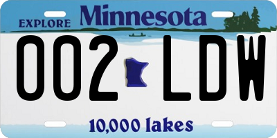 MN license plate 002LDW