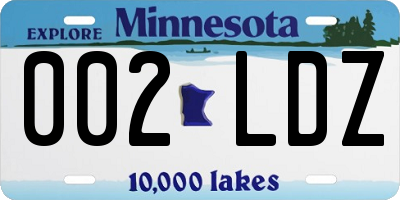MN license plate 002LDZ