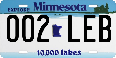 MN license plate 002LEB