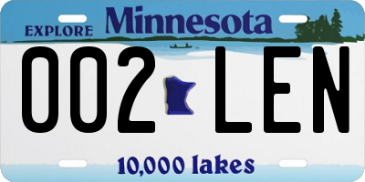 MN license plate 002LEN