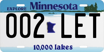 MN license plate 002LET