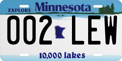MN license plate 002LEW