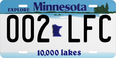 MN license plate 002LFC
