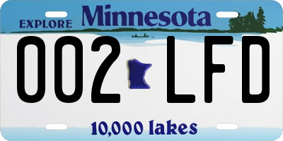 MN license plate 002LFD