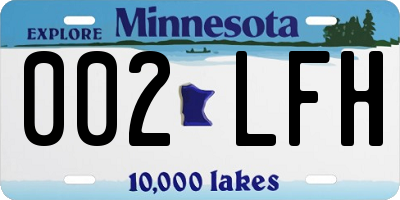 MN license plate 002LFH