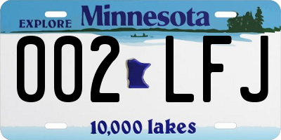 MN license plate 002LFJ