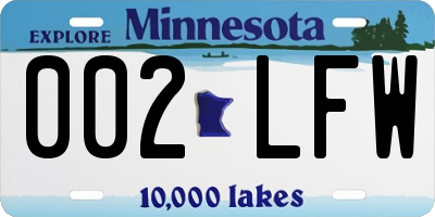 MN license plate 002LFW