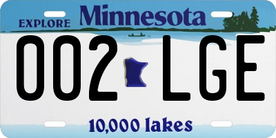 MN license plate 002LGE