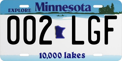 MN license plate 002LGF