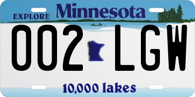MN license plate 002LGW