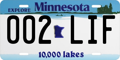 MN license plate 002LIF