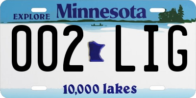 MN license plate 002LIG