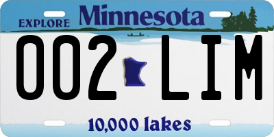 MN license plate 002LIM