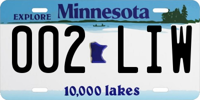 MN license plate 002LIW