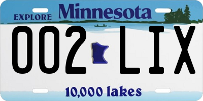 MN license plate 002LIX