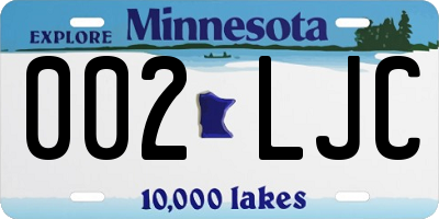 MN license plate 002LJC