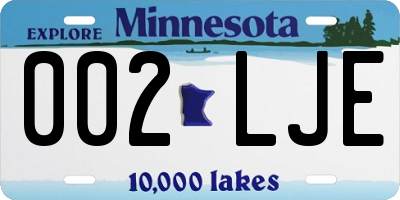 MN license plate 002LJE