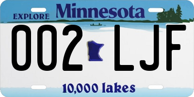 MN license plate 002LJF