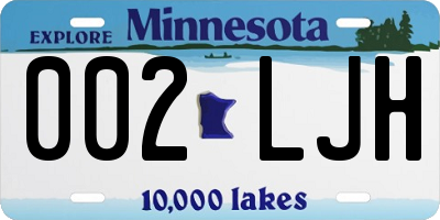 MN license plate 002LJH