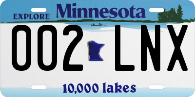 MN license plate 002LNX