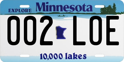 MN license plate 002LOE