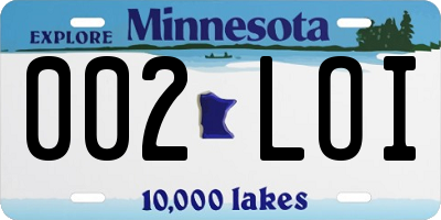 MN license plate 002LOI