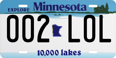 MN license plate 002LOL