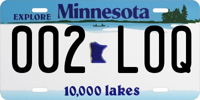 MN license plate 002LOQ