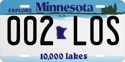 MN license plate 002LOS