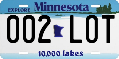 MN license plate 002LOT