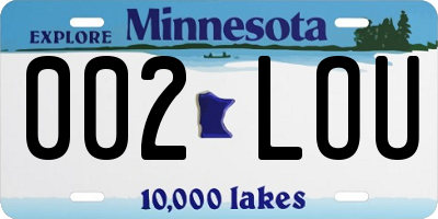 MN license plate 002LOU