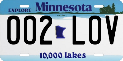 MN license plate 002LOV