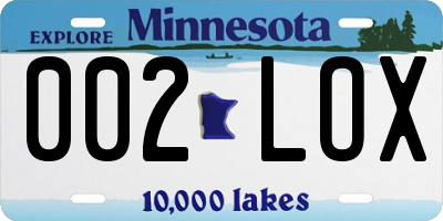 MN license plate 002LOX