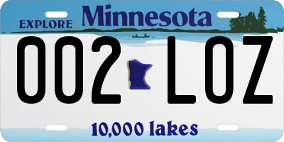 MN license plate 002LOZ