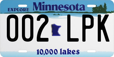 MN license plate 002LPK