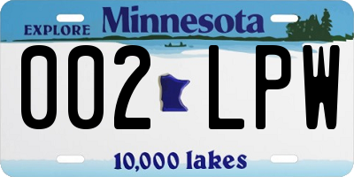 MN license plate 002LPW