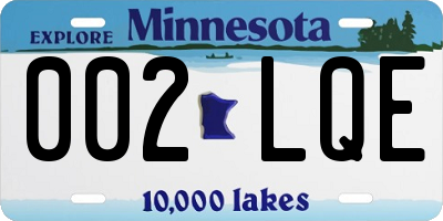 MN license plate 002LQE
